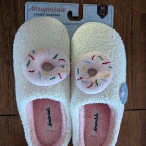 Aeropostale Sprinkle Donut Slippers - Cream and Pink